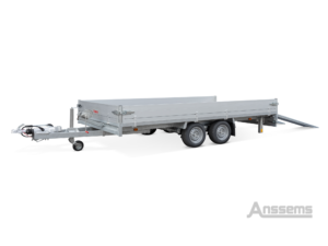 Anssems ASX 3500 plateauwagen tandemasser geremd L.405 x Br.203cm